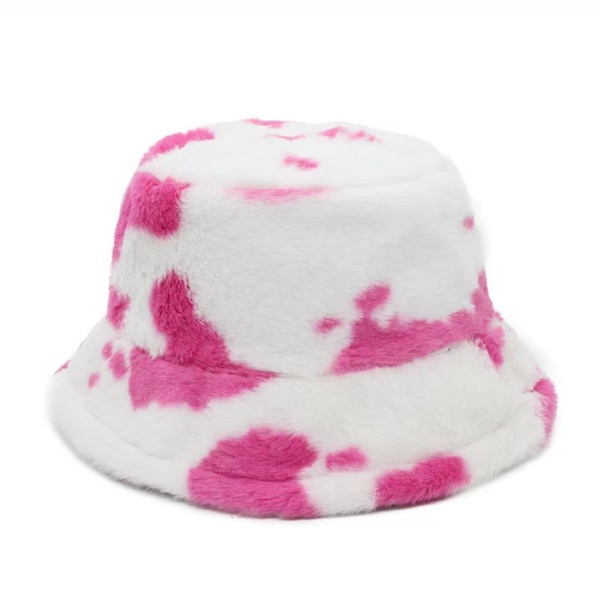 Cow Print Plush Fisherman Hat - Image 3