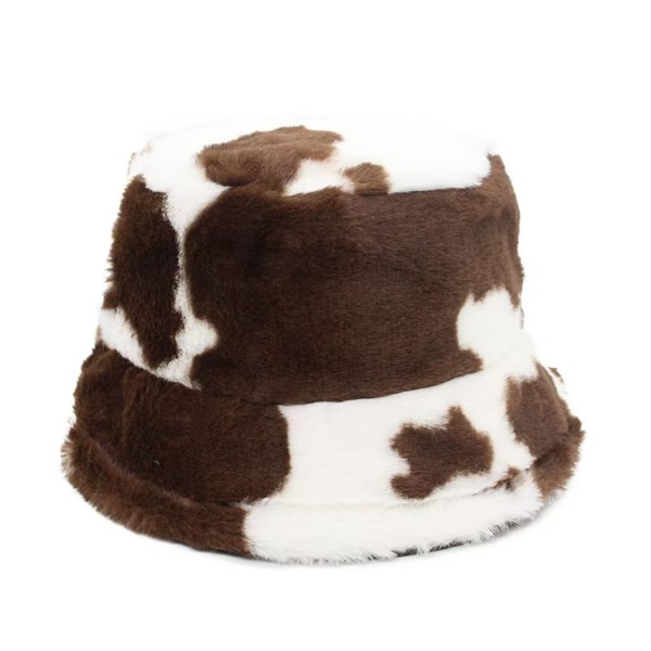 Cow Print Plush Fisherman Hat - Image 5