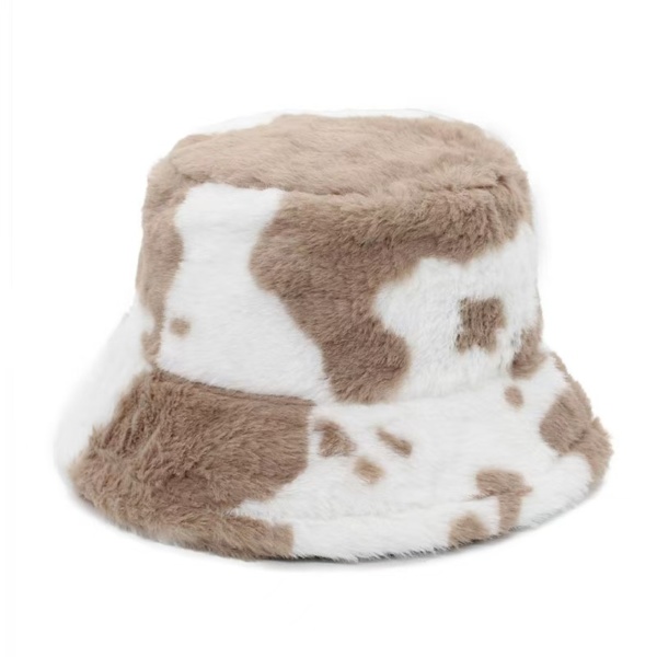 Cow Print Plush Fisherman Hat - Image 6
