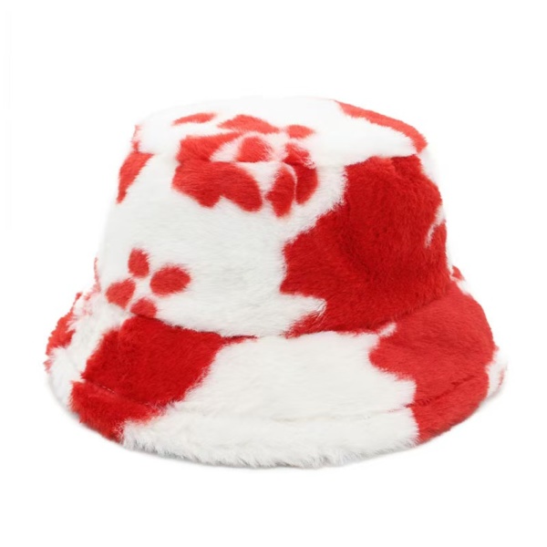 Cow Print Plush Fisherman Hat - Image 7