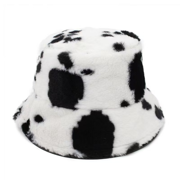 Cow Print Plush Fisherman Hat