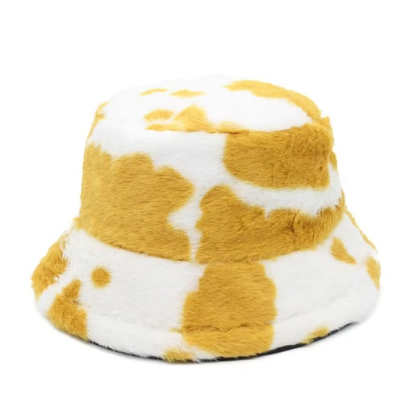 Cow Print Plush Fisherman Hat - Image 8